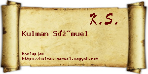 Kulman Sámuel névjegykártya